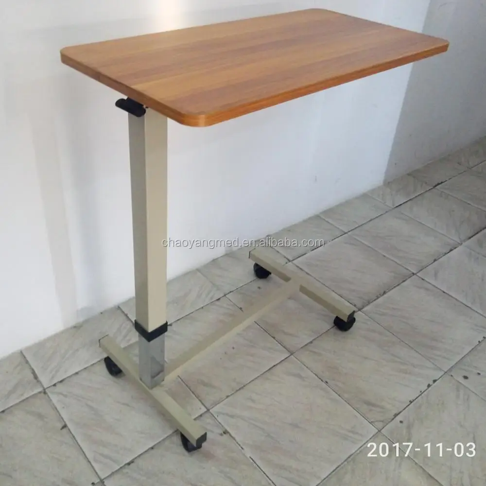 
hospital bed side dining table,hospital patient use adjustable over bed table with wheels CY-H836A 
