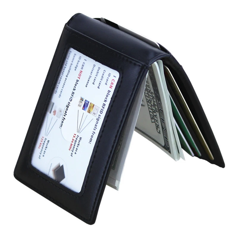 

New design for Amazon real leather credit card holder wallet with money clip for men
