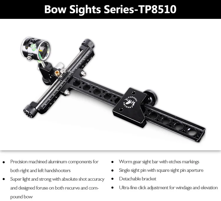 Topoint Archery Target Bow Sights Tp8510 1 Pin 0.059" Compound Bow ...