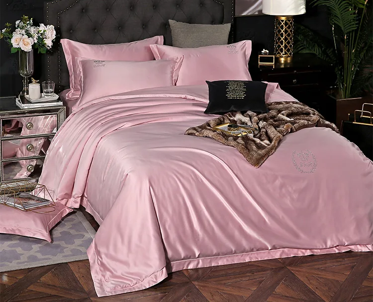 洗丝丝绸 4 件床上用品套装丝绸床单套装