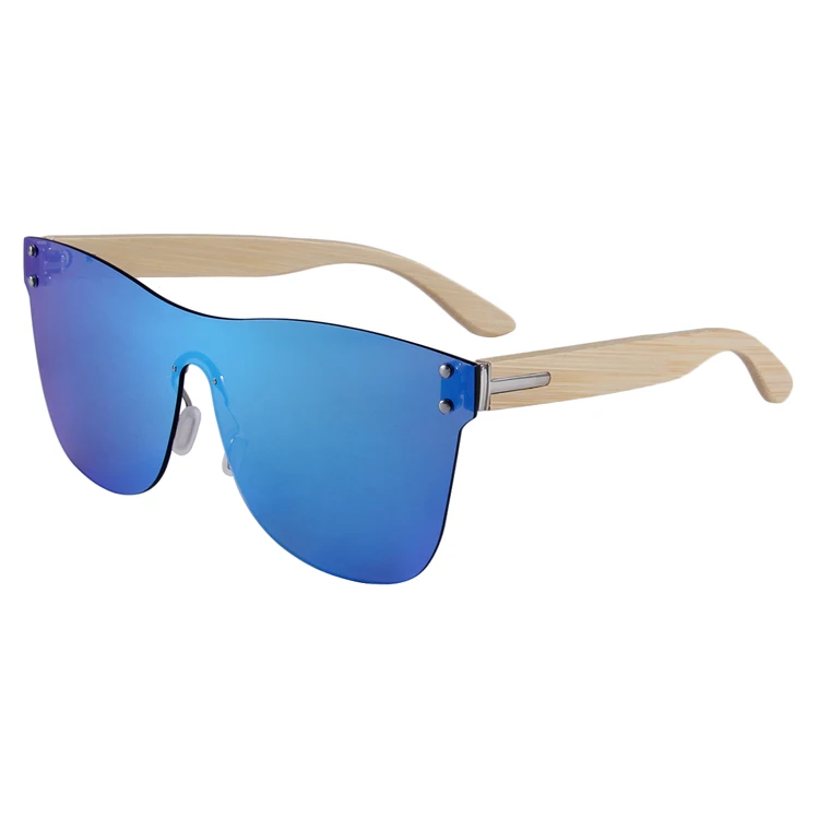 

New arrival one lens bamboo pc glasses oversized sunglasses 2018, Custom colors