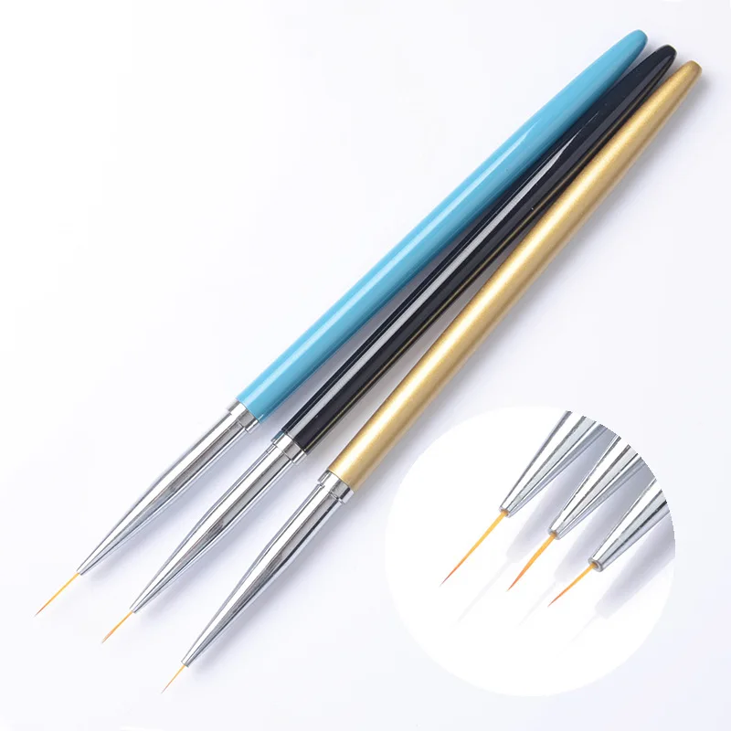 

Metal 3pcs nail liner brush nail drawing brush artist nail art brush, 3 colors