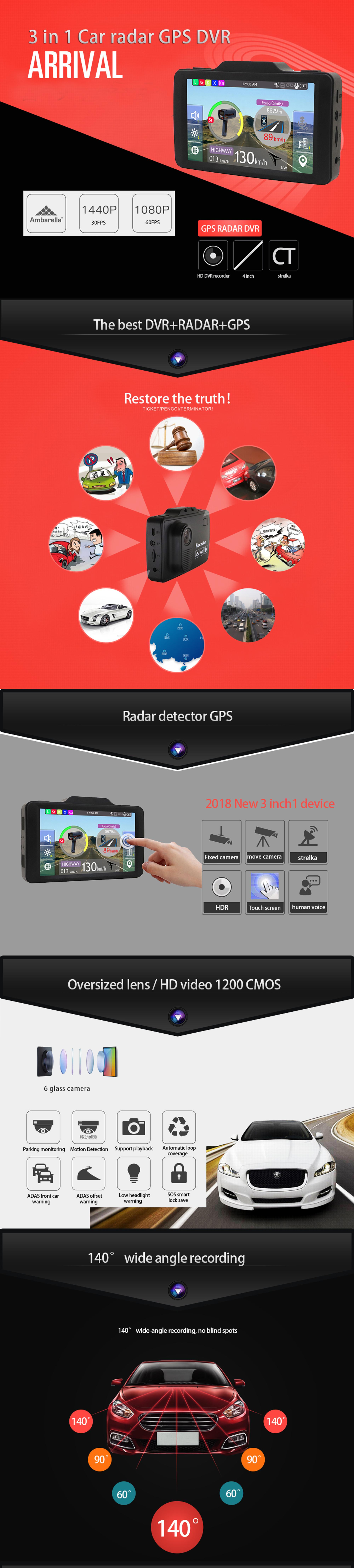 Shenzhen Touch Screen Car Anti Laser DVR Radar Detector