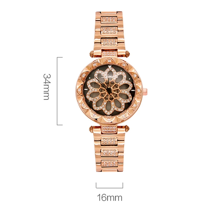 

Good price rotating dial flower alloy case and bracelets watch gift Women's, N/a