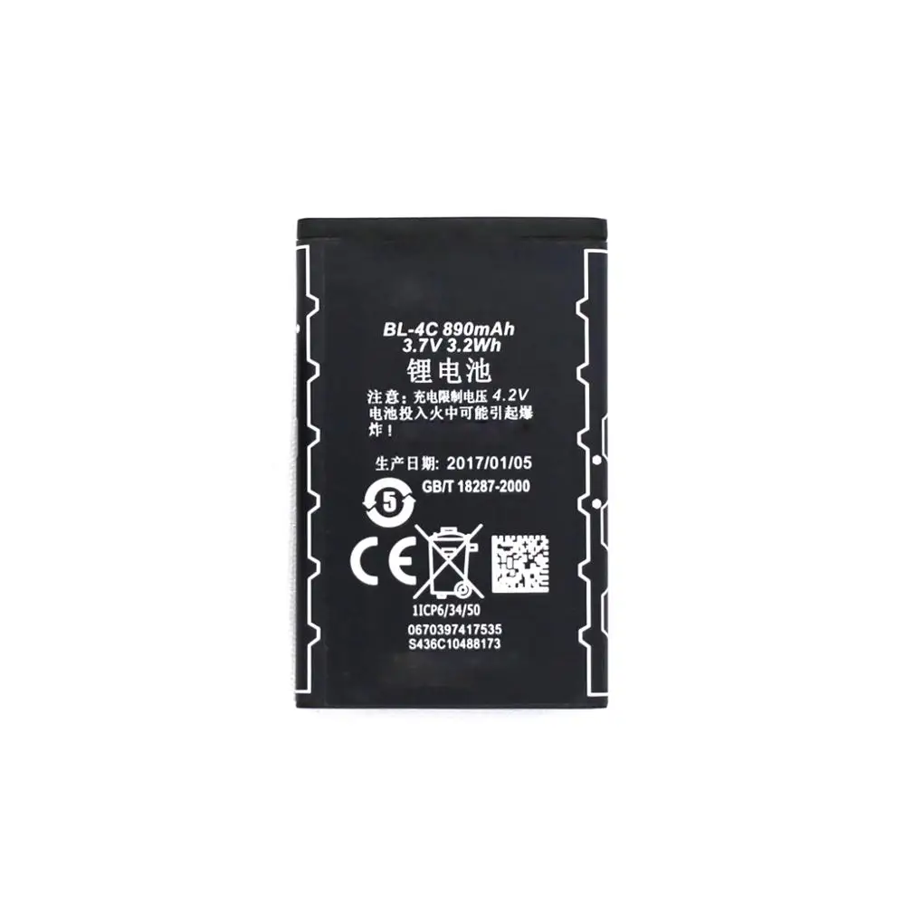 

Full Capacity 890Mah Lithium Battery Bl-4C Bl 4C For Nokia 6100 6300 6136 6102I 6170 6260 battery