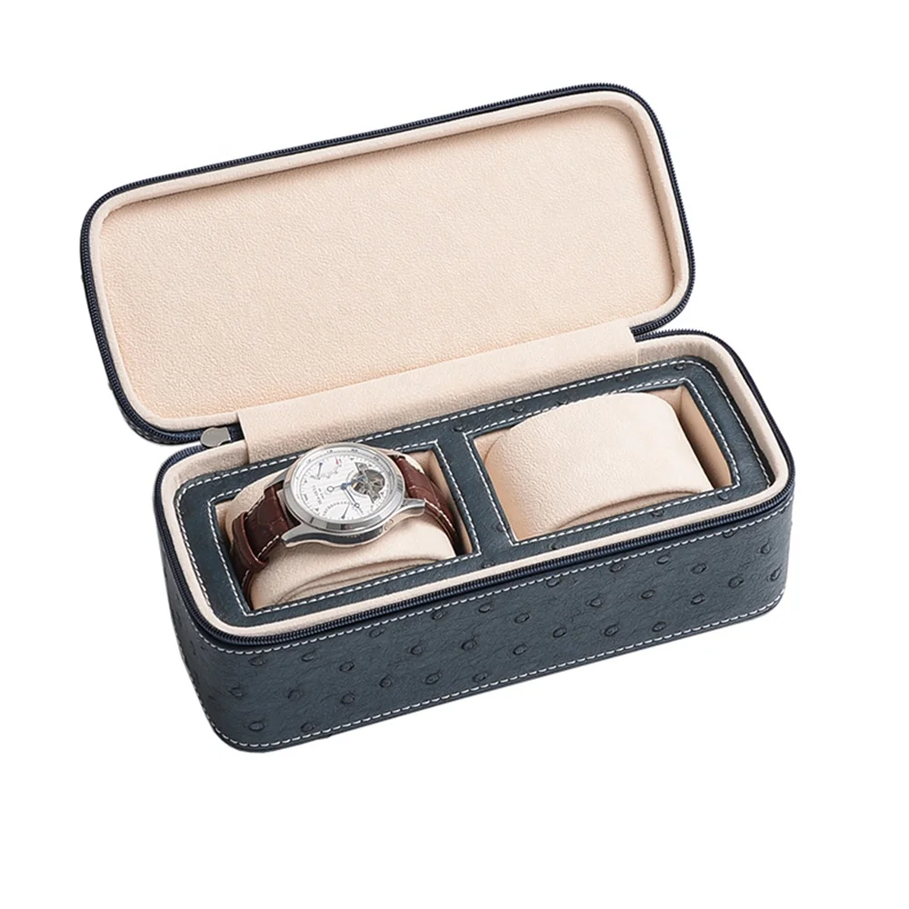 High Quality Black Luxury Roll Leather Watch Travel Case For 3 Wrist