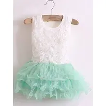 2015 Baby Girls Princess Flower Solid Lace Layered Tutu Gown font b Fancy b font font