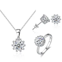 

Women AAA Round Cut Cubic Zirconia Crystal Stud Earrings Jewelry Set AAA+ Cubic Zirconia CZ Bridal Jewelry Set