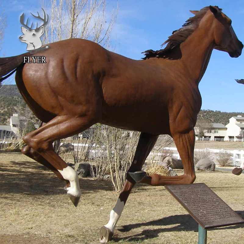 life size wooden horse statue