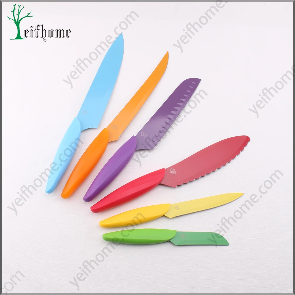 High quality stainless steel 6 pcs non-stick coating knife set