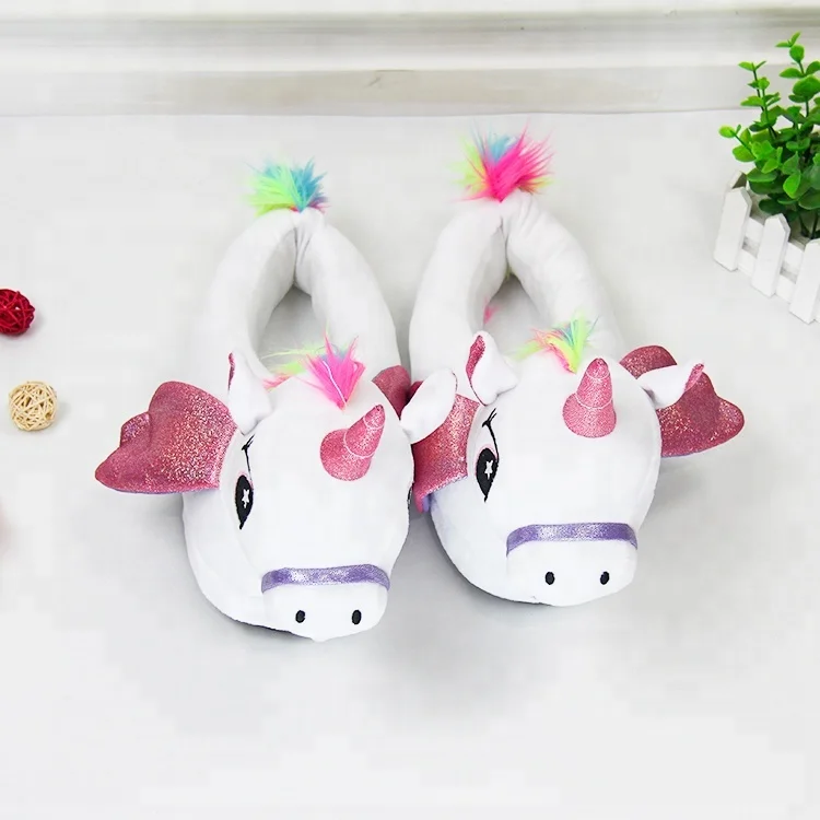 
Plush Unicorn slippers women adult girls kids cartoon slip on plush indoor slippers 