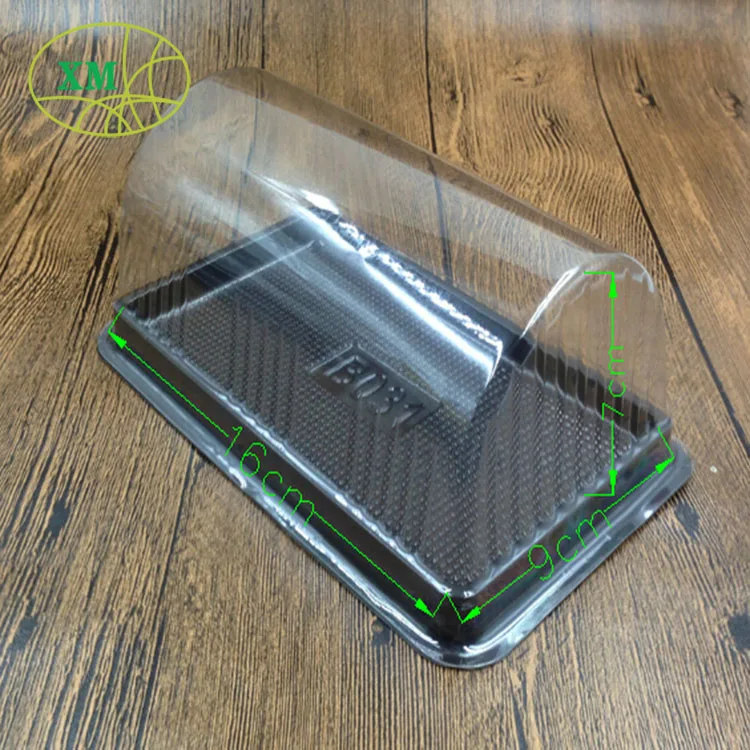 
High grade cake tray blister packaging design black plastic food disposable container 