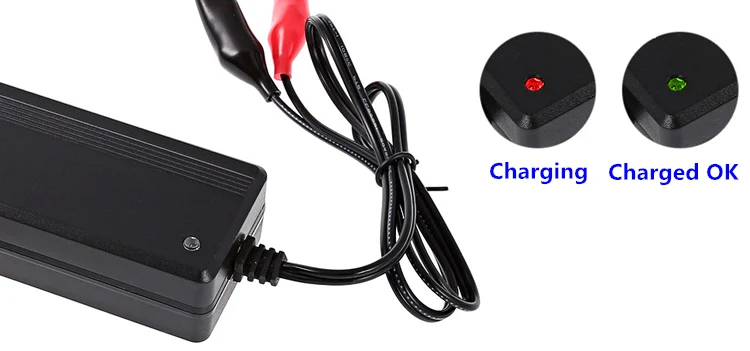 12v battery charger with red green led indicator