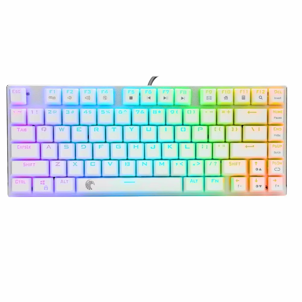 

E Element z88 RGB White Mechanical Keyboard OTM Blue Switch US Layout 10 modes LED 81 keys small size for Travel