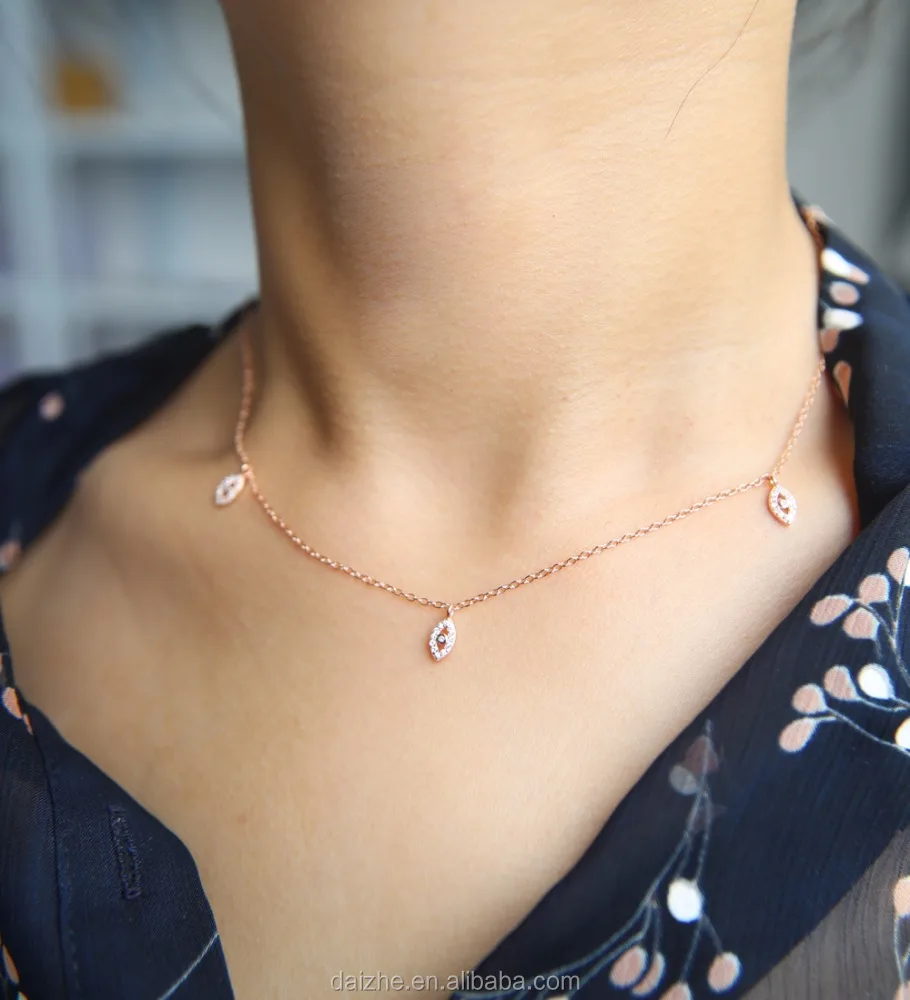 

luxury 2021 summer design 925 sterling silver chain cz tiny cute charm choker necklace