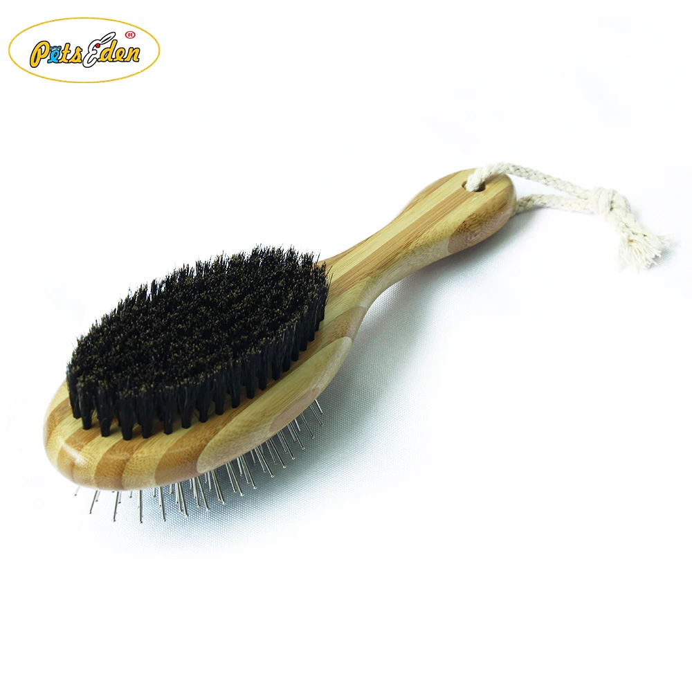 Bamboo Pet Dog Grooming Brushes Pin And Blistle Pet Hair Comb Cleaning