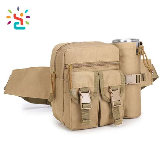 

Wholesale military oxford Khaki fanny pack vacuum cup holder tactical military plain waist bag, Pantone