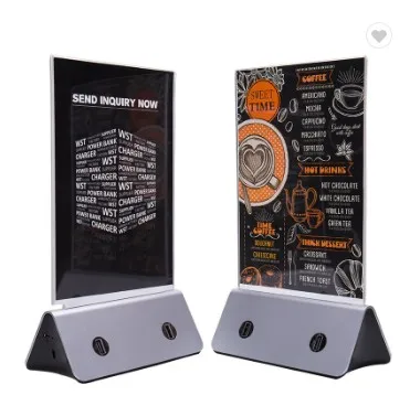 

Custom Logo Business Power Bank Advertising Stand lcd Table Holder Mobile Charger Menu Powerbank Restaurant