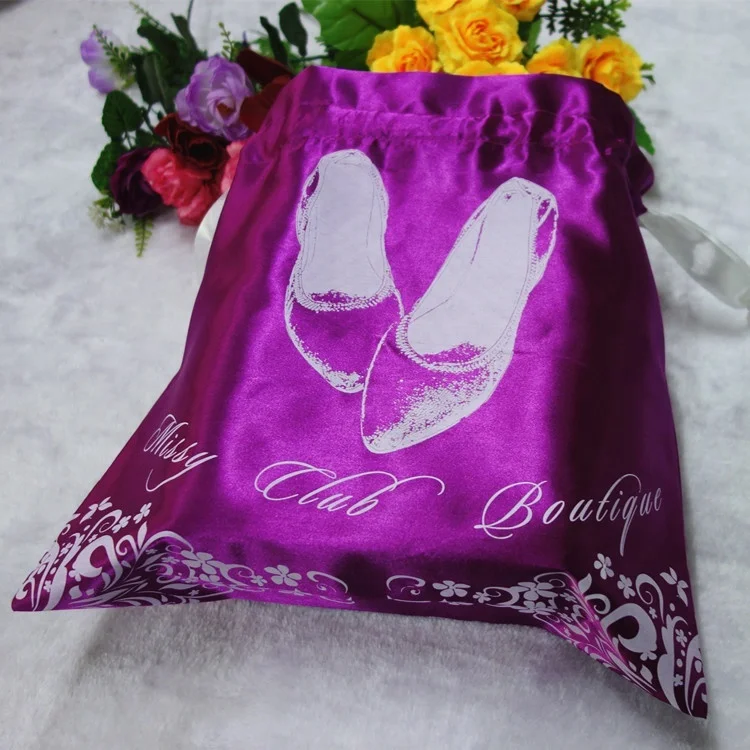 Promotional Ecofriendly Purple Silk Drawstring Shoe Bags Buy Silk