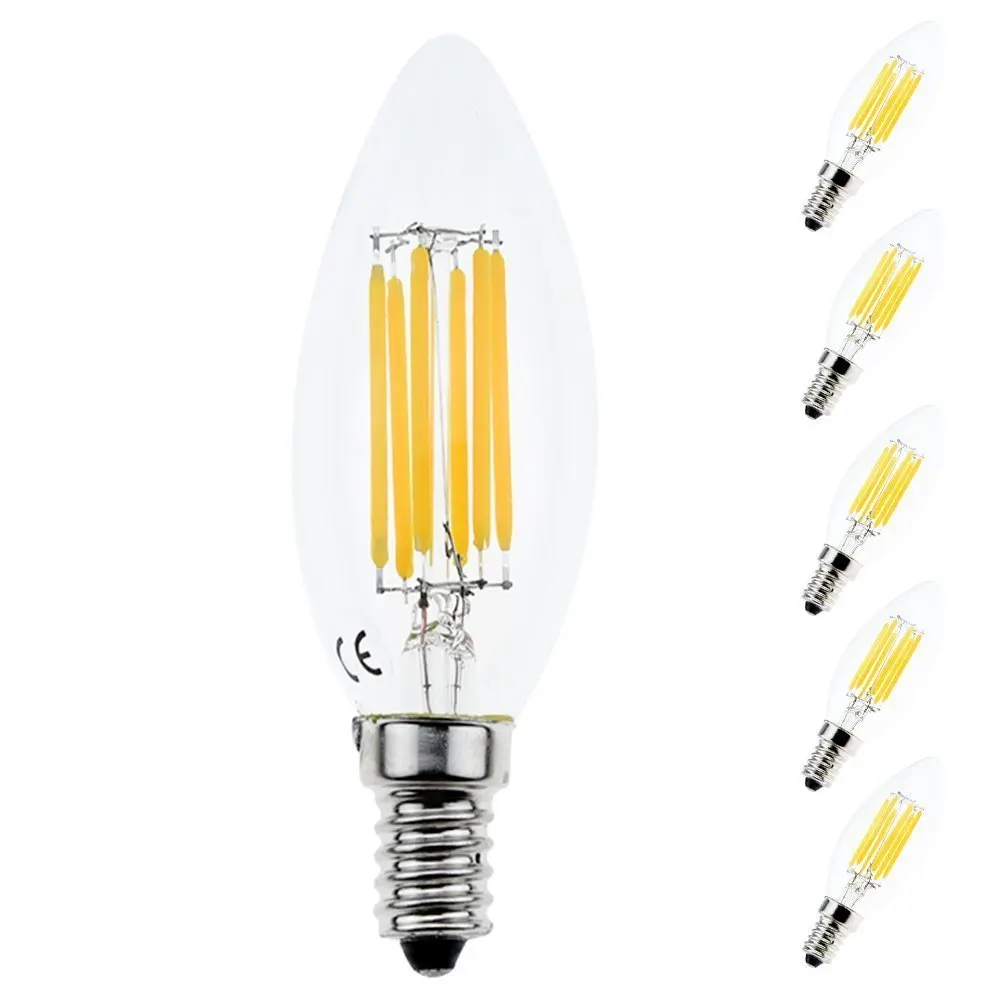 Quality Assurance dimmable bayonet led filament bulbs e14 C35 clear / frosted glass candle light 2200k 4000k