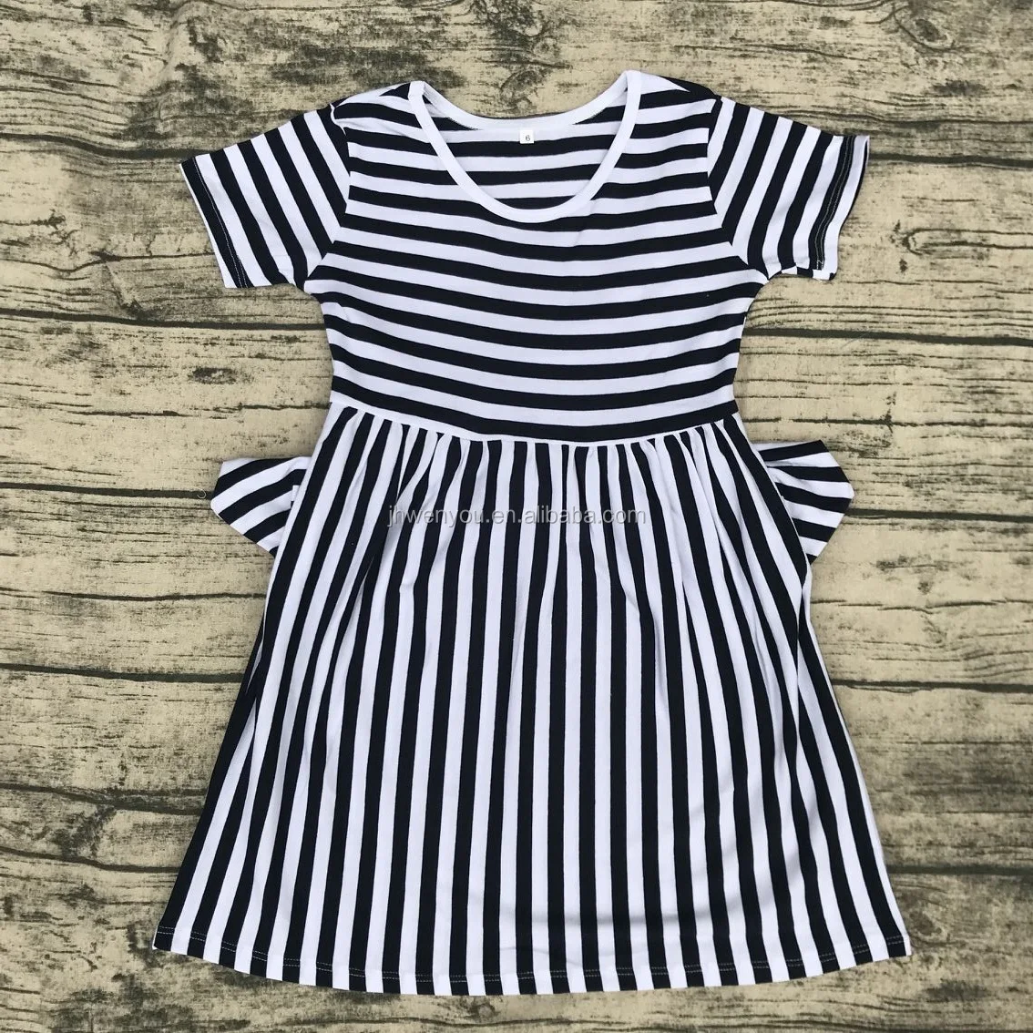 New Spring Clothing Black And White Striped Dress Little Baby Girl Kid