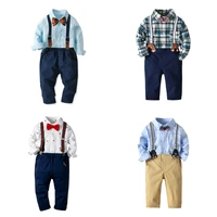 

Boys Gentleman Suits Baby Boy Bodysuit Suspender Pants Bows 4PCS Sets Boys Dress Design