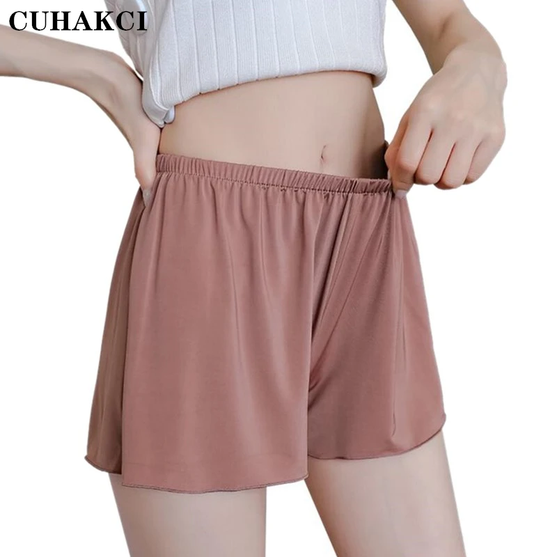 

CUHAKCI Women Soft Shorts Spandex Seamless Short Pants Summer Under Skirt Shorts Modal Breathable Short Plus L-XXXL Size Hot, White, black, leather powder, ash, champagne skin