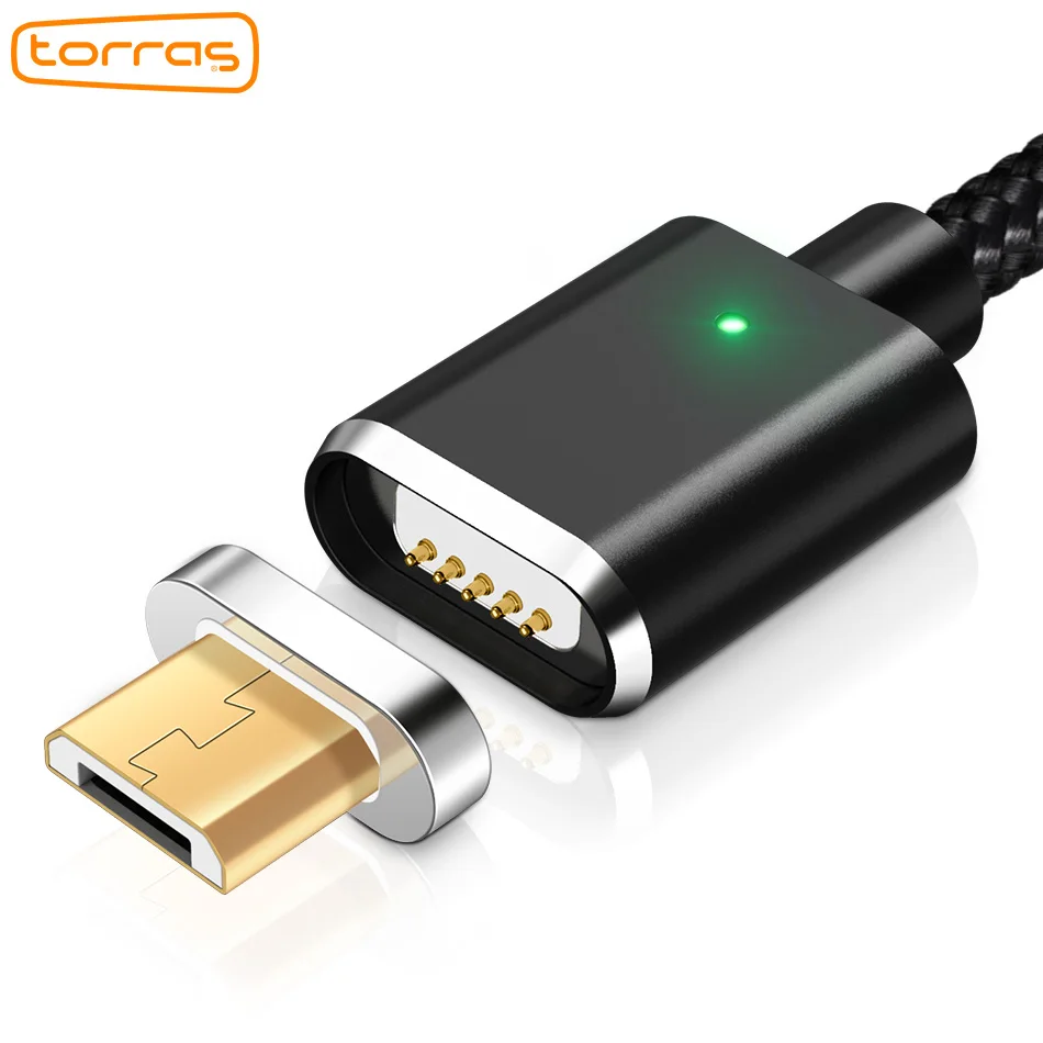 

TORRAS wholesale LED light Android Magnet Charger Charging Data usb Cables Nylon Braided mobile phone Magnetic micro usb cable, N/a