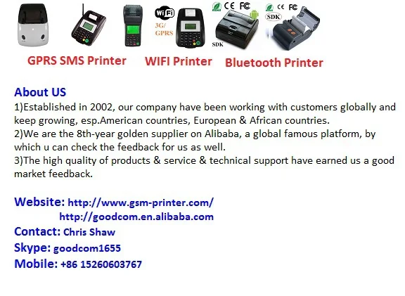 Goodcom WIFI GPRS SMS Handheld POS Printer GT6000SW