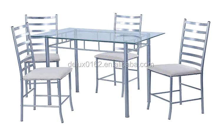 Professional Square Glass Dining Table Set With 4 Chairs Dining Room Furniture Suppliers