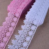 

Polyester Venise Lace trim wedding DIY crafted sewing white and pink 8cm
