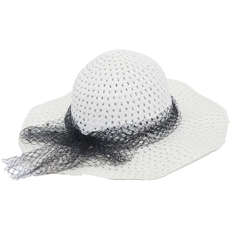 Wholesale Hot Selling High Quality Women Lady Summer Wide Brim Paper  Beach Floppy Hat