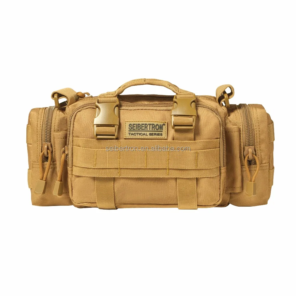 

Seibertron Sport Outdoor Travel Tactical Assault Gear Sling Or Waist MOLLE Modular Range Bag Hiking Fanny Fishing Tackles Pack, Khaki,black