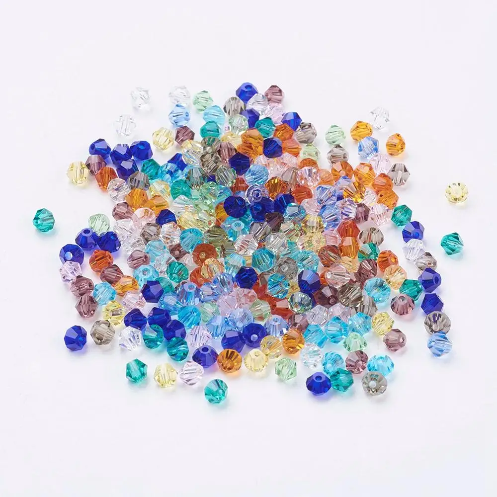 

PandaHall 4mm Glass Beads Faceted Bicone Mixed Color Beads