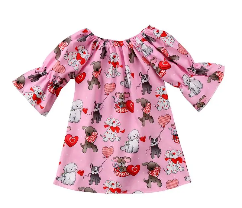 

Kids Toddler Baby Girl Clothes Anna Dress Cotton 3/4 Sleeve Princess Casual Party Tutu Dres valentine's day Outfit, Pink