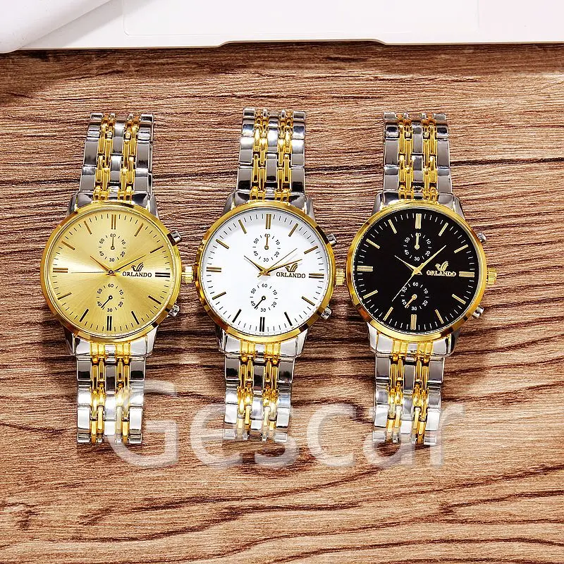 

orlando 7136 watch hot sale gold color stainless steel big round dial mens luxury watch, Photo colors