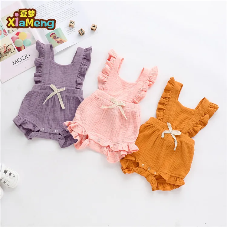 

ruffle sleeve one piece blank backless baby bubble rompers