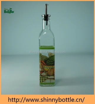 Square Bottom Oil And Vinegar Glass Bottle With Spout Oil