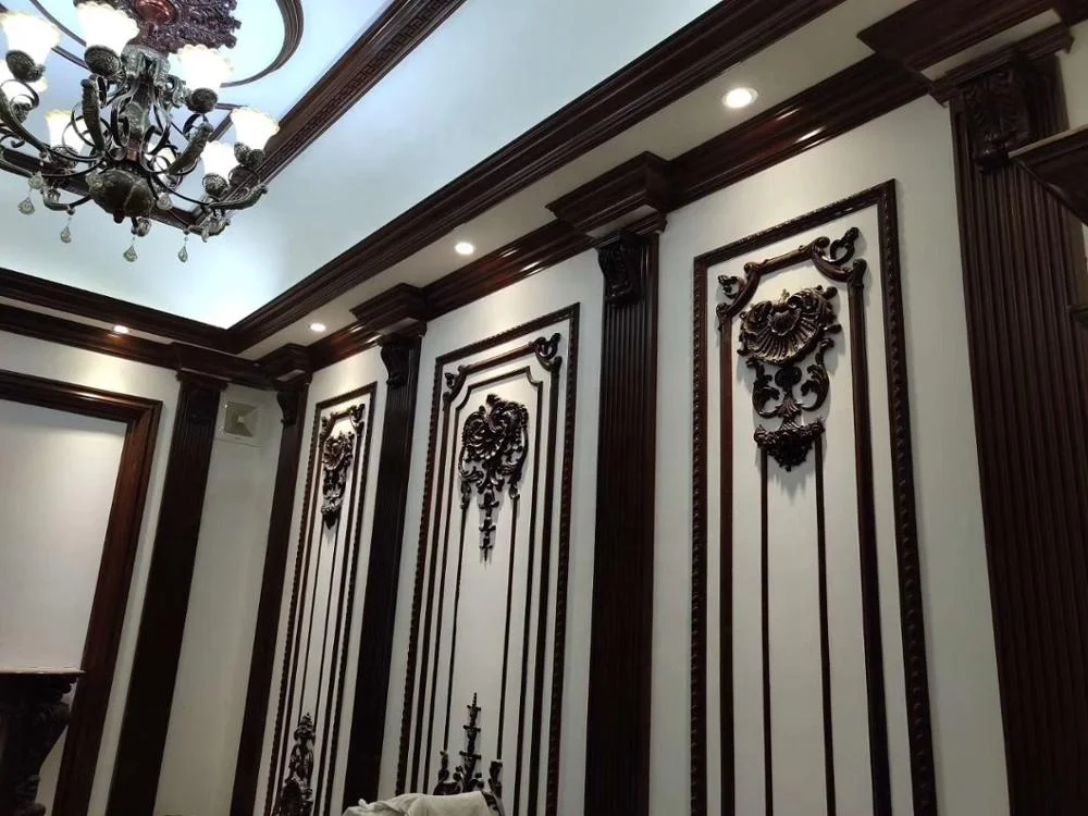 
China Hotsale Polyurethane Decorative Building Material Ceiling Trim Dentil Crown Molding Chair Rail Designs 