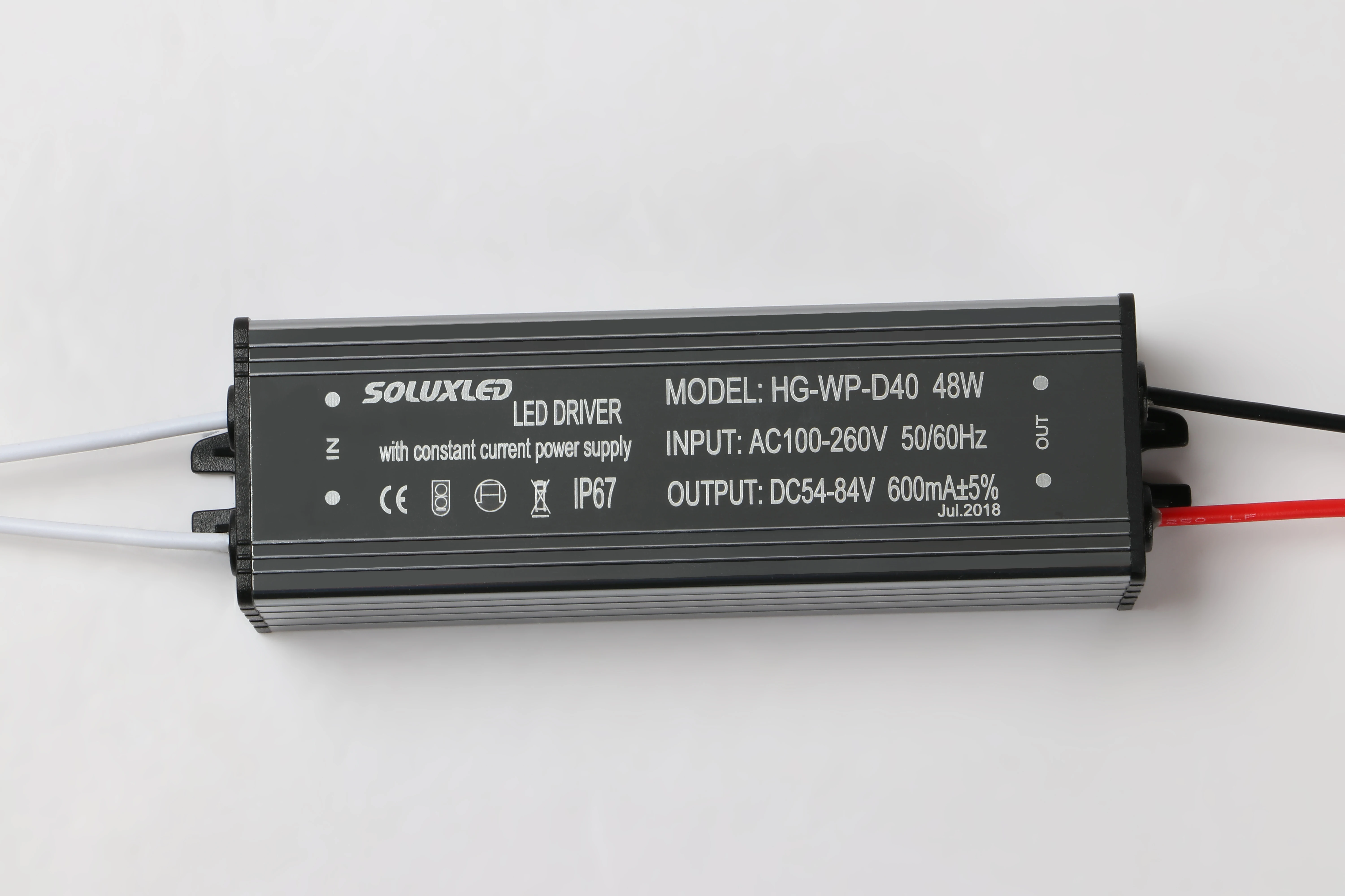
40W 50W 54-84V 600mA Constant Current LED Driver IP67 Waterproof Power Supply 