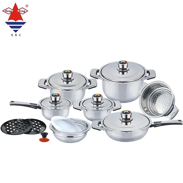

2021 Hot 16pcs stainless steel cookware set for home & restaurant kitchenware, Stainless steel color