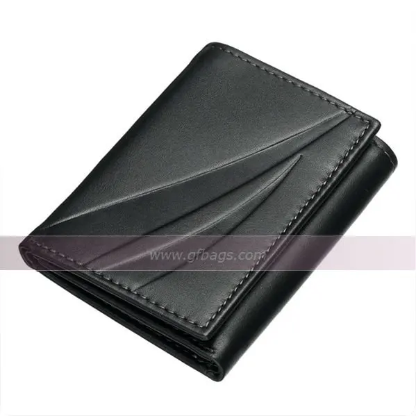 Pure black Men's Leather bifold genuine leather Wallets luxury brand designer card cash short wallet for man purses wholesale
