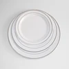 Premium Hard Plastic Silver Rimmed White Plate Set Disposable or Washable & Reusable - Party Supplies For Birthdays, Celebration