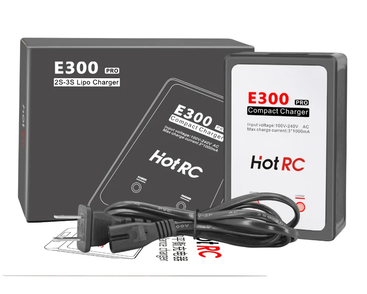 

HOT RC E300 Pro 7.4v 11.1v Lipo Battery Charger 2s 3s Cells 13W 1000mA For RC LiPo AEG Airsoft, Black