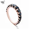 Multi Black Stone Prong Setting Rose gold Plating 925 Sterling Silver Ring For Women Ladies Girls