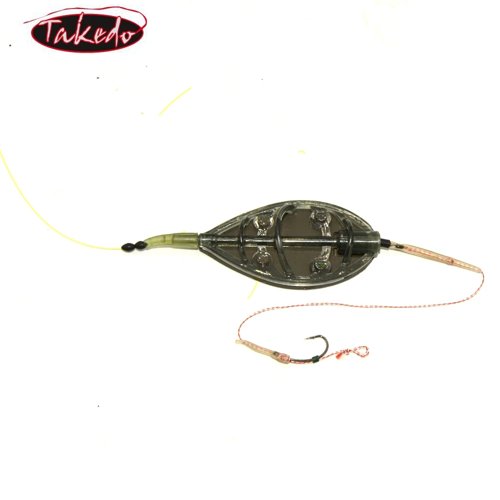 TOOGOO 4Pcs/Set Method Feeder Carp Fishing Feeder For Fishing Combo Inline with Mould Carp Lead Sinker Free Lead Feeding Troughs Pesca
