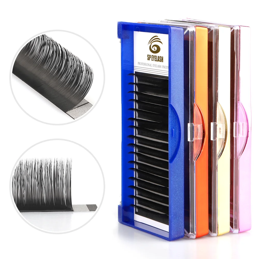 

Professional Wholesale Wispy Single Thick Adhesive Acrylic Bottom Synthetic Hair Mink Silk Eyelash Box Extension Lashes, Natural black