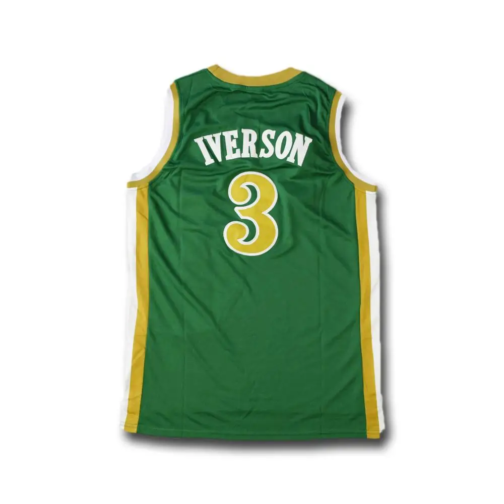 

Allen Iverson #3 High School Green Basketball Jersey, N/a