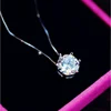 925 silver shiny AAA+ zircon CZ single diamond pendant necklace for women SXL052