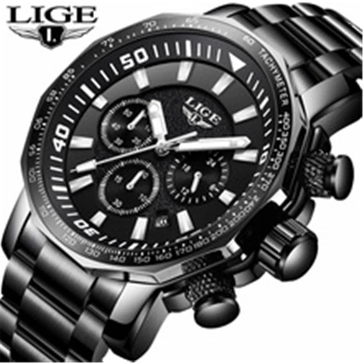 

LIGE 9871 Fashion Mens Watches Top Luxury Brand Business Quartz Watch Men Sport Waterproof Big Dial male watches, N/a